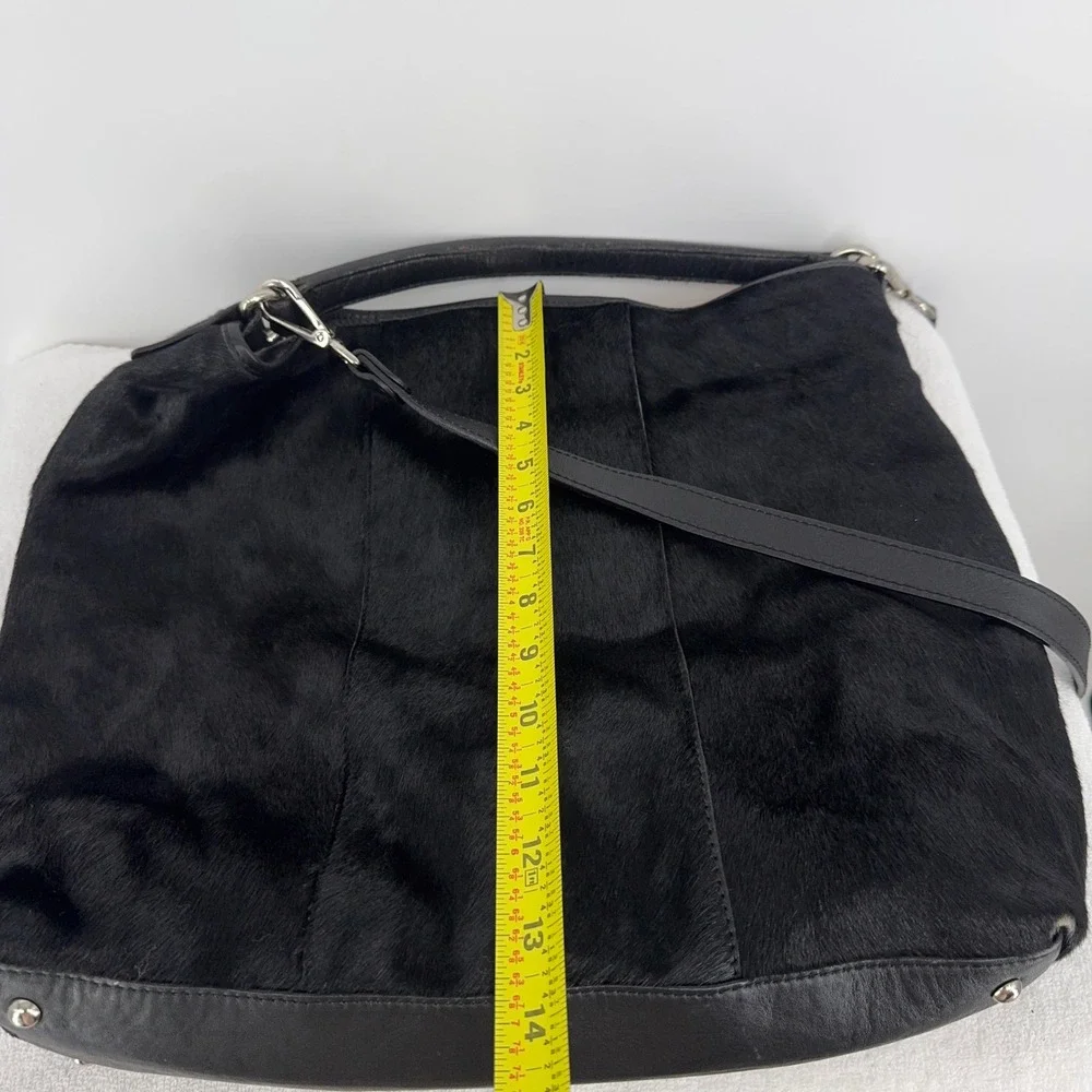 Gianni Chiarini Black Calf Hair Leather Hobo Bag Made in Italy Crossbody Large